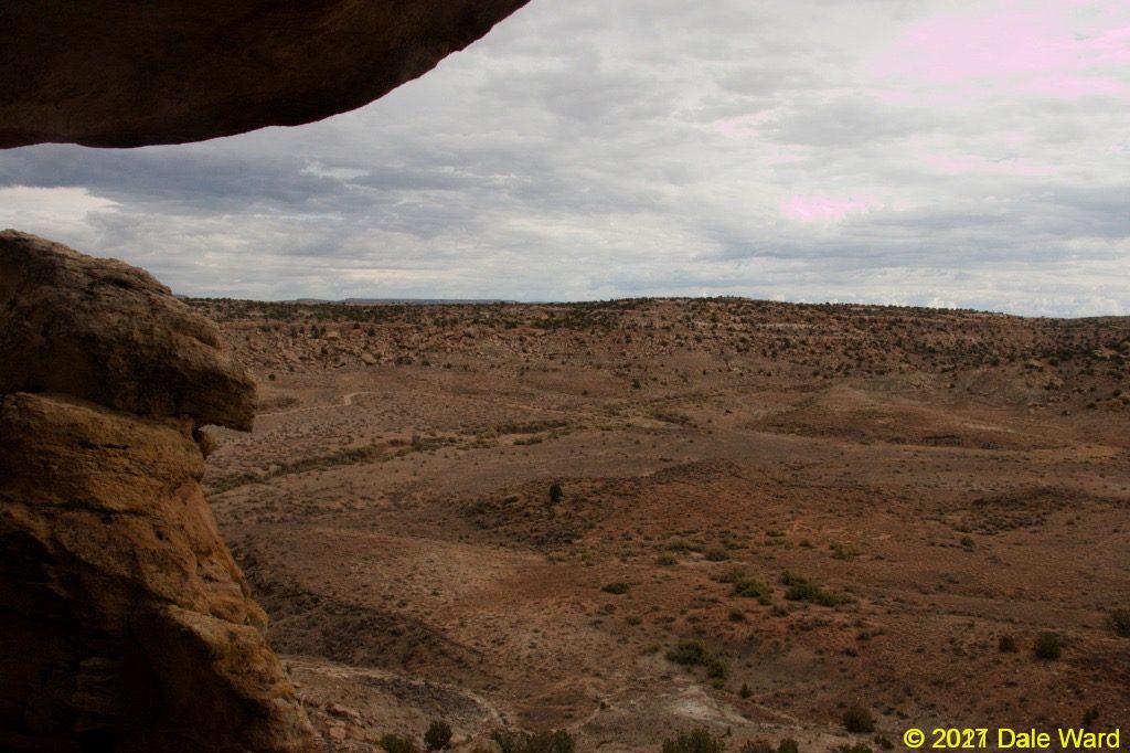 Dry and empty view of the valley from the ruin’s ledge.