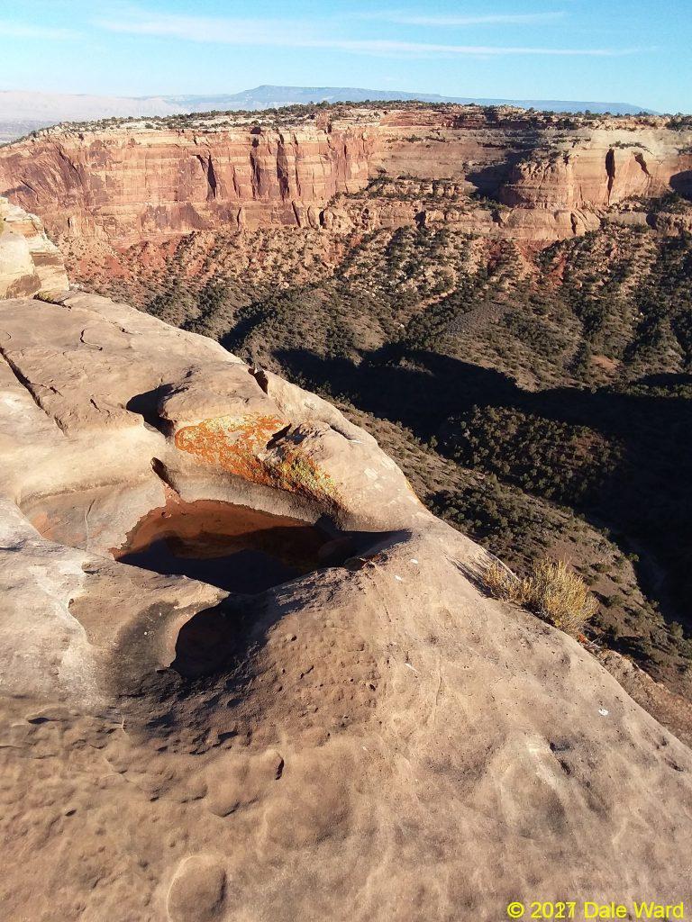 Temporary pool at top of cliff
